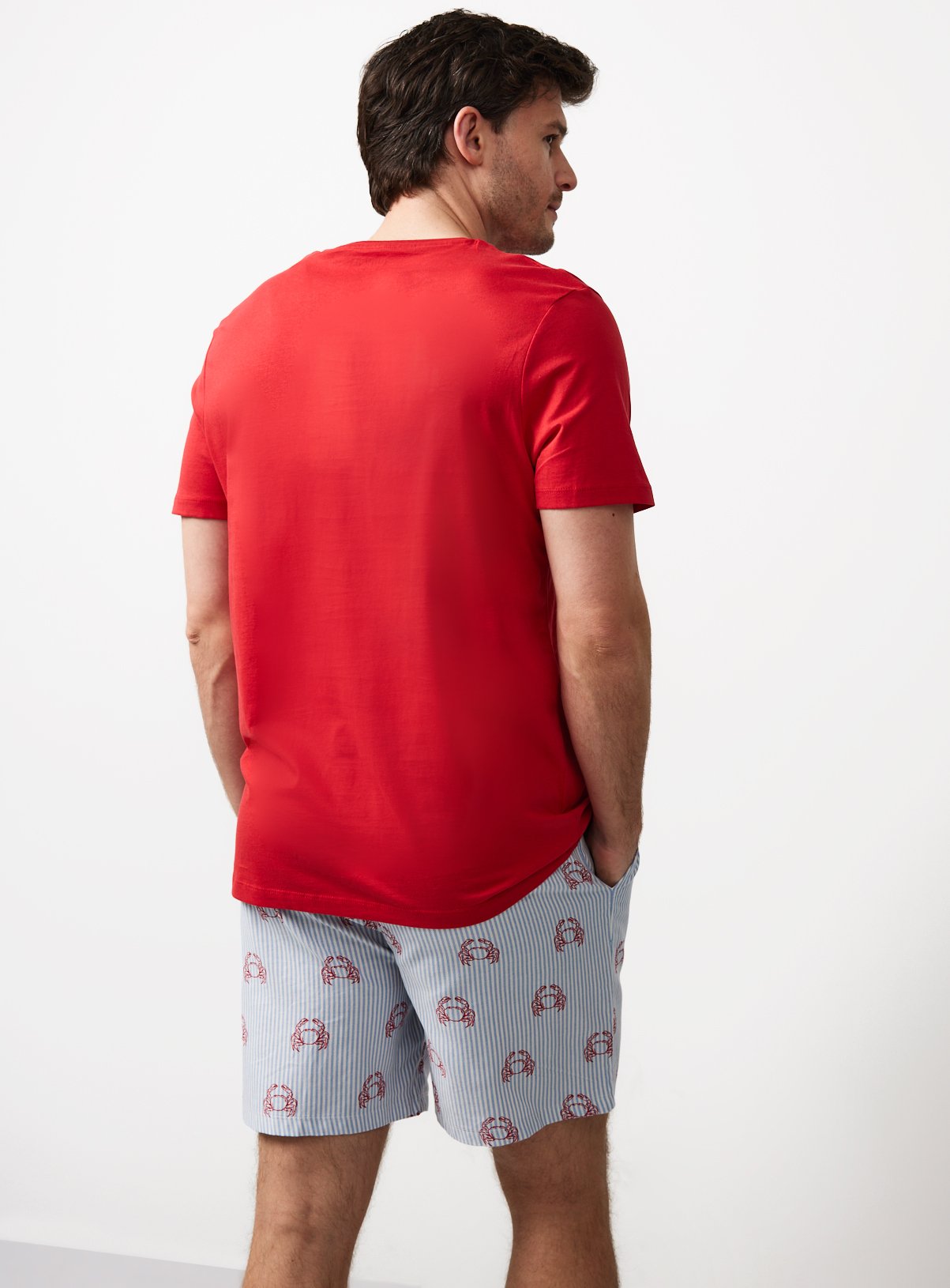 Men's Mini Me Red Crab Print Shortie Pyjamas M - Image 4 thumbnail