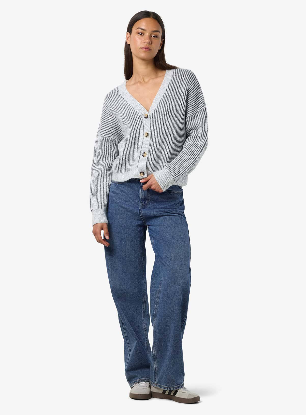 NOISY MAY Grey Cardigan With Buttons L/UK12 - Image 2