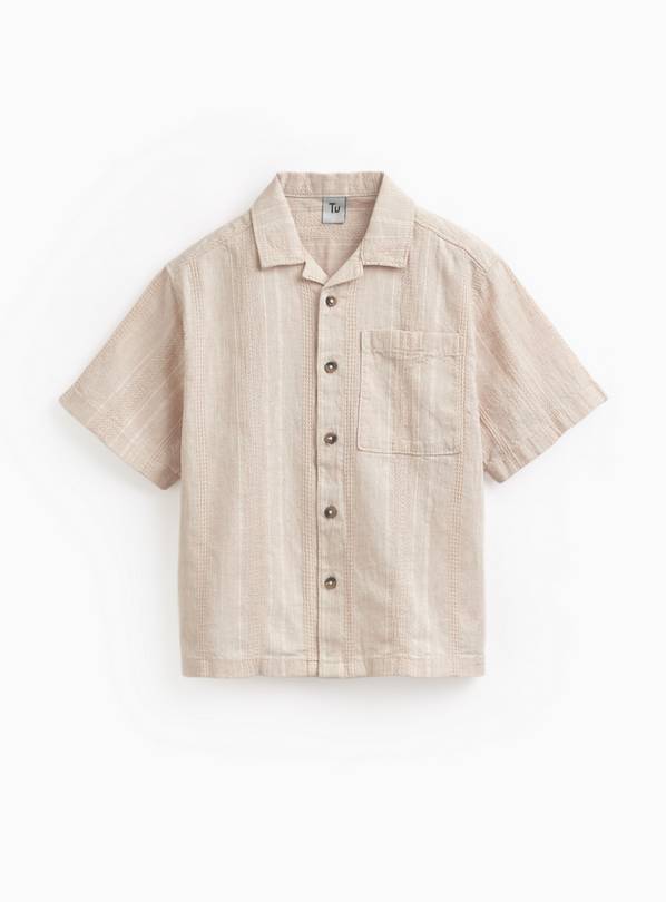 Cream Stripe Short Sleeve Shirt 1-2 years