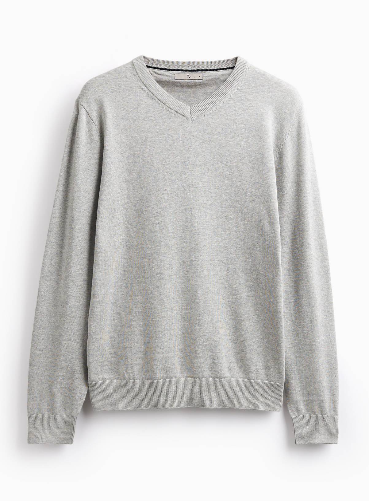 Grey V Neck Jumper XXXL - Image 3