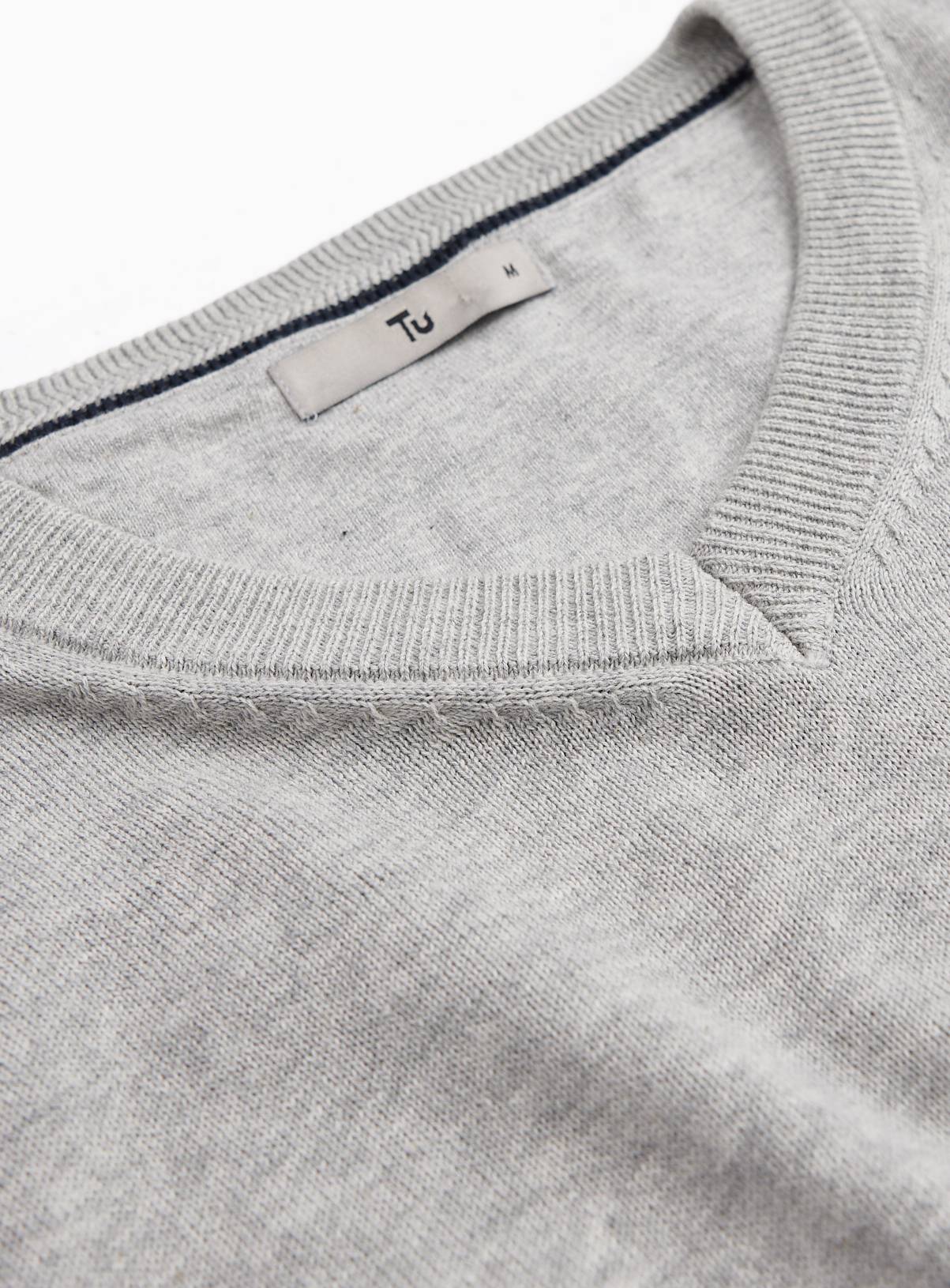 Grey V Neck Jumper XXXL - Image 4