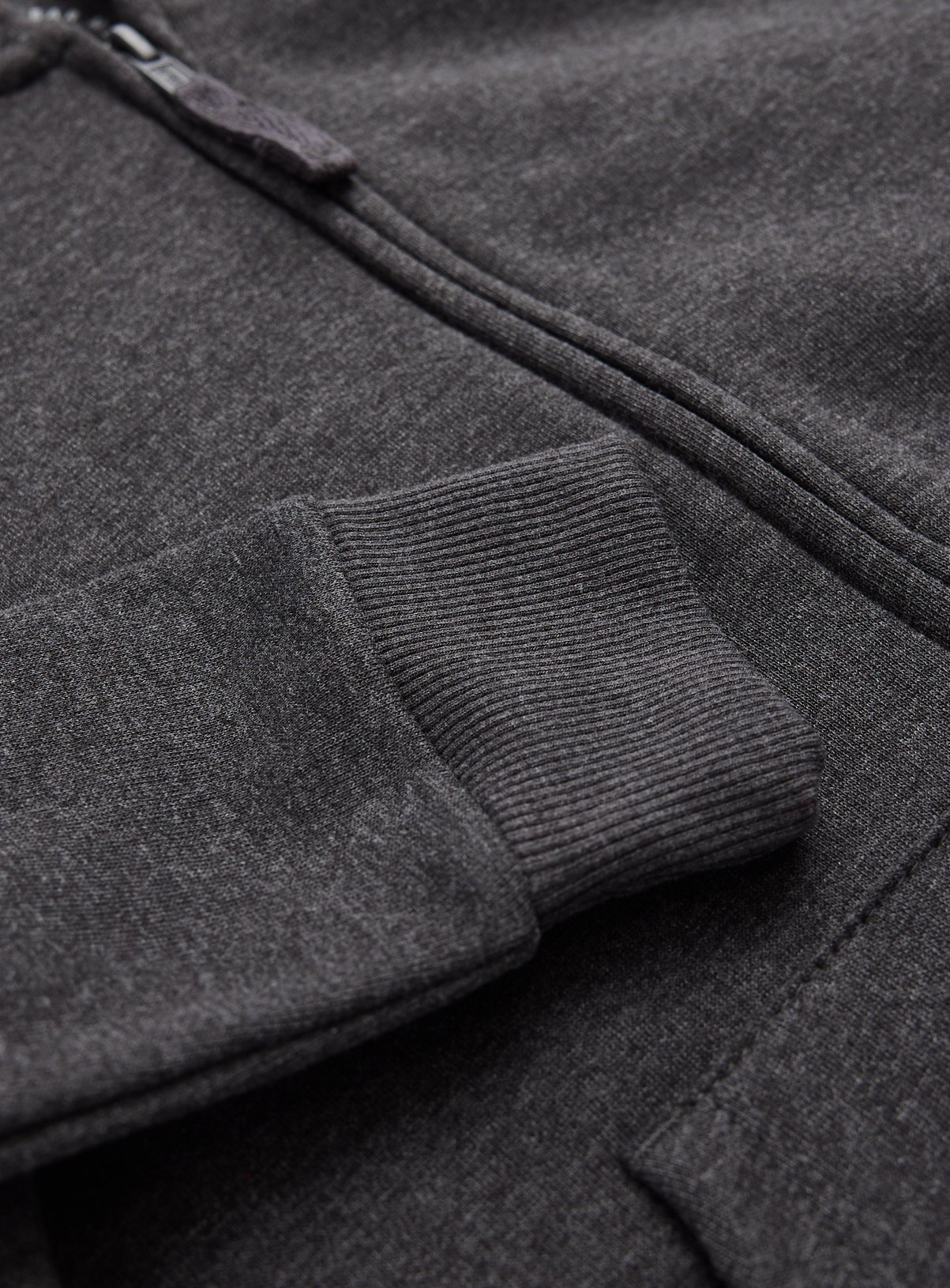 Grey Brushed Fleece Cotton Blend Full Zip Hoodie 11 years - Image 3 thumbnail