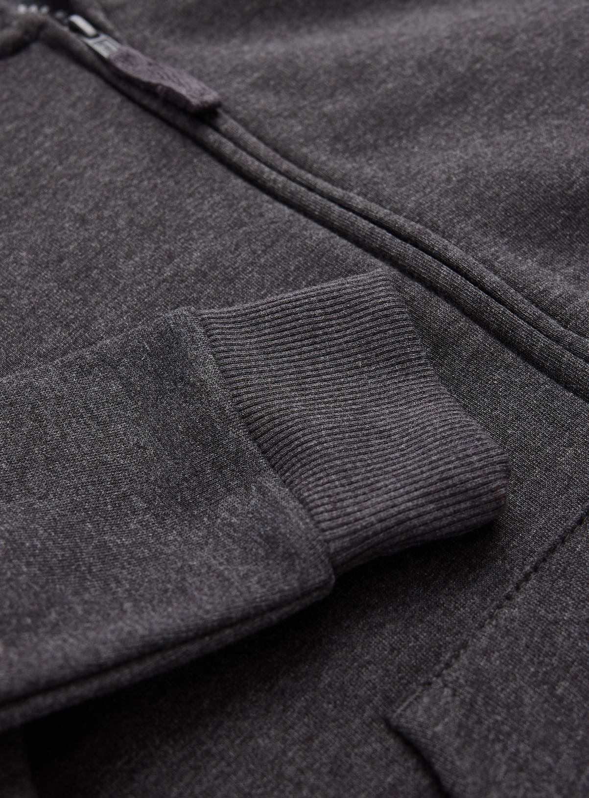 Grey Brushed Fleece Cotton Blend Full Zip Hoodie 11 years - Image 3