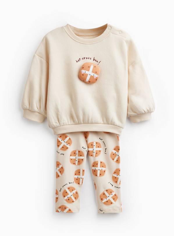 Cream Hot Cross Bun Print Sweatshirt & Leggings Set 6-9 months