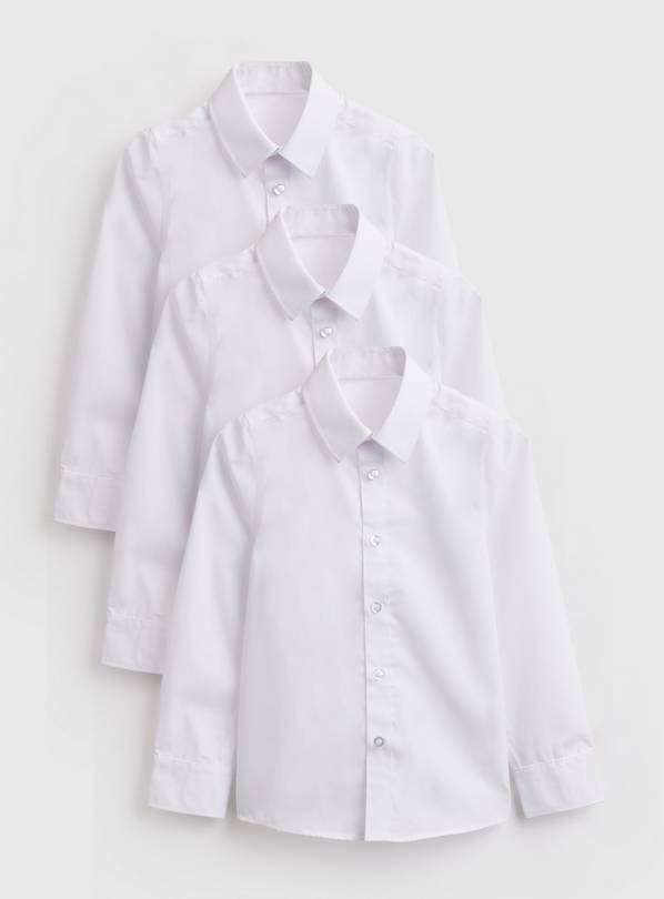 White Slim Fit Long Sleeve Shirts 3 Pack 4 years