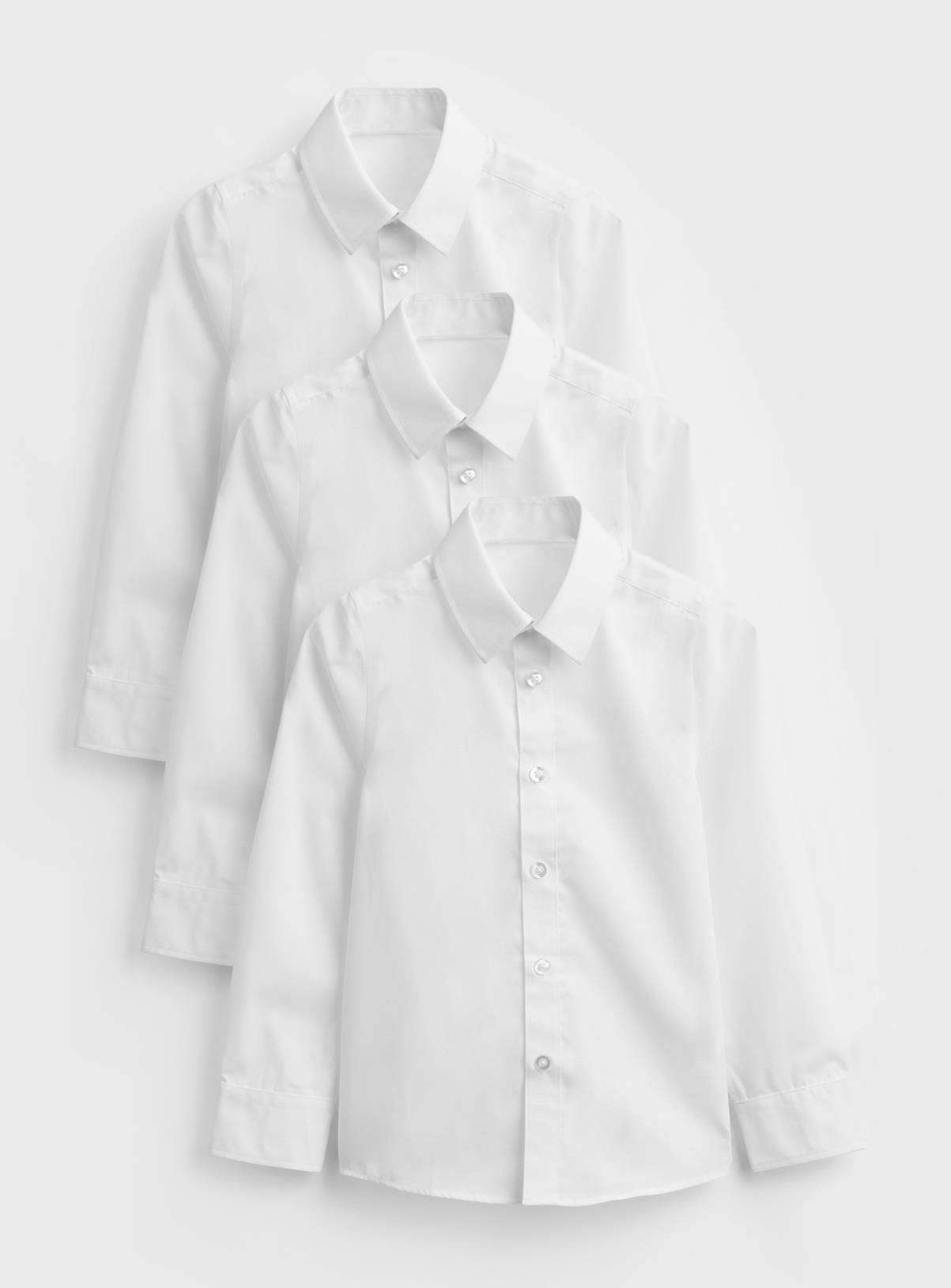 White Slim Fit Long Sleeve Shirts 3 Pack 12 years - Image 1