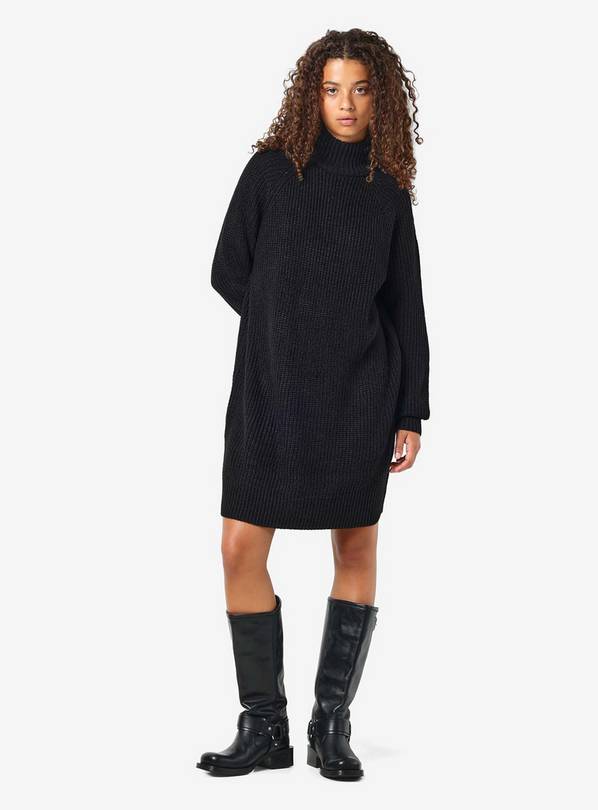 NOISY MAY Knitted Roll Neck Dress Black L/UK12