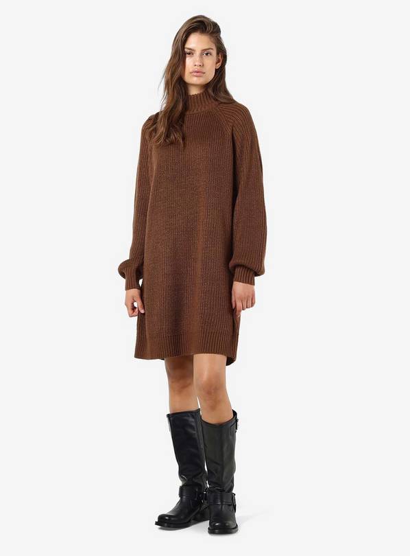 NOISY MAY Knitted Roll Neck Dress Brown S/UK8