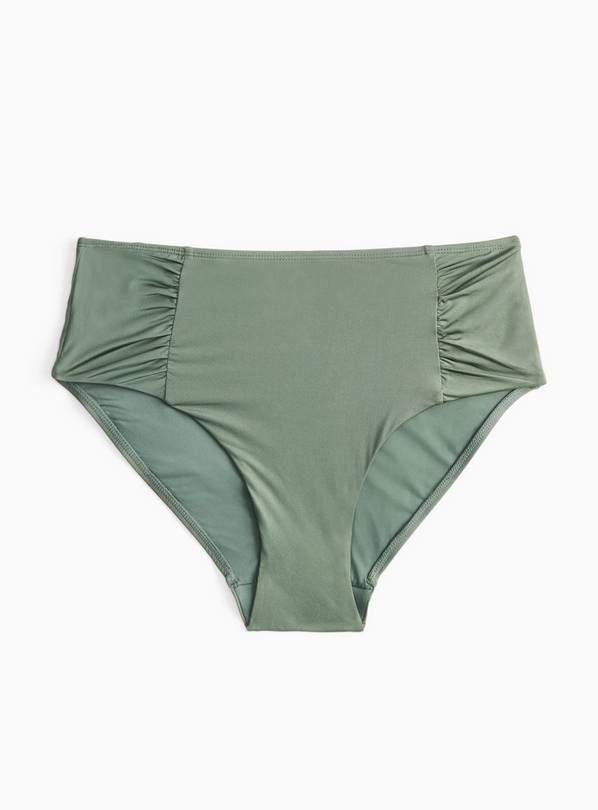 Khaki Ruched Bikini Bottoms 12