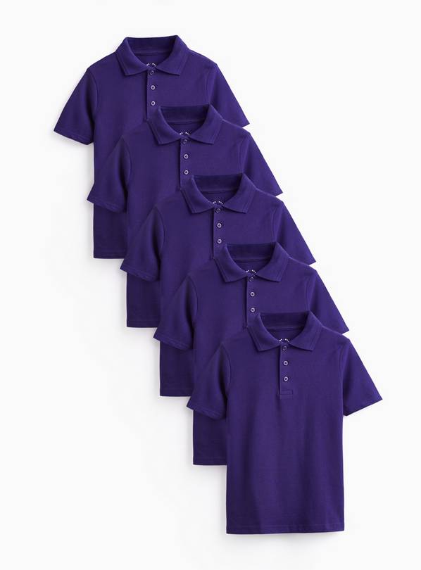 5 Pack Purple Unisex Polo Shirts 3 years