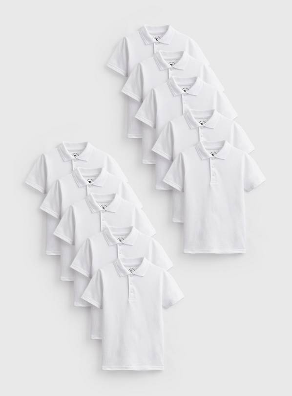 10 Pack White Polo Shirts 4 years
