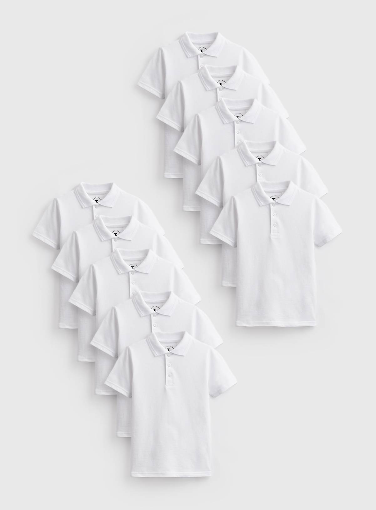 White Cotton Piqué Polo Shirts 10 Pack 6 years - Image 1
