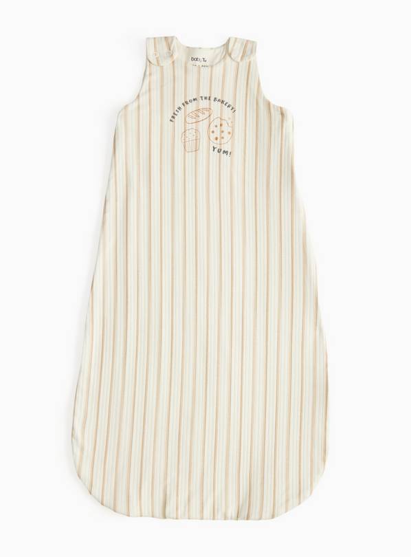 White Fresh From The Bakery Stripe Print 0.5 Tog Sleeping Bag  18-24 months