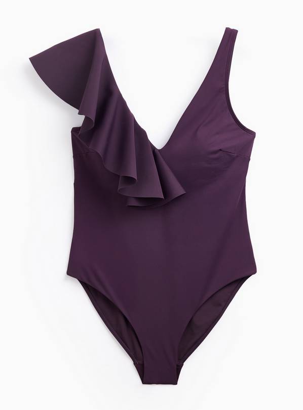 Purple Frill Shoulder Detail Swimsuit 20