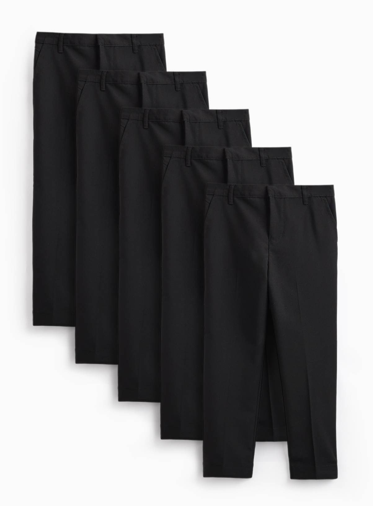 Black Woven Reinforced Knees and Extendable Hem Trousers 5 Pack 3 years - Image 1