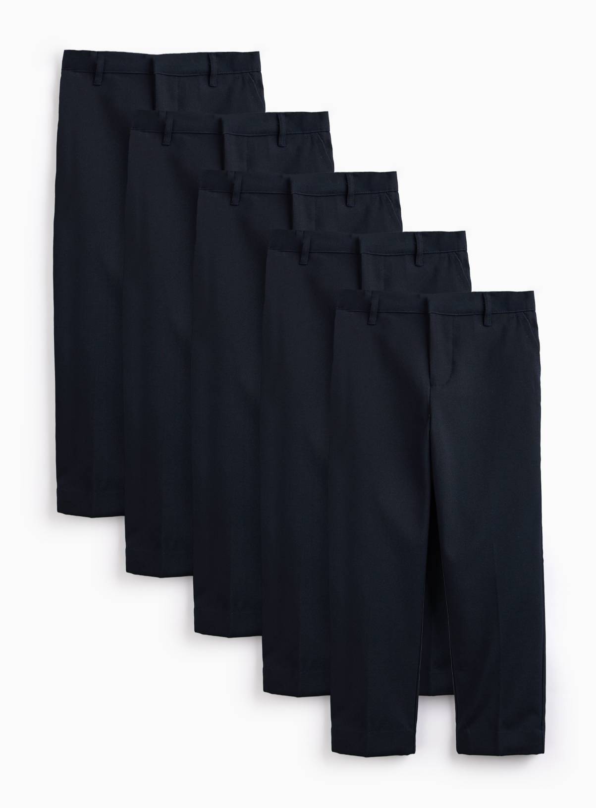 5 Pack Navy Woven Trousers with Reinforced Knees & Extendable Hem 9 years - Image 1