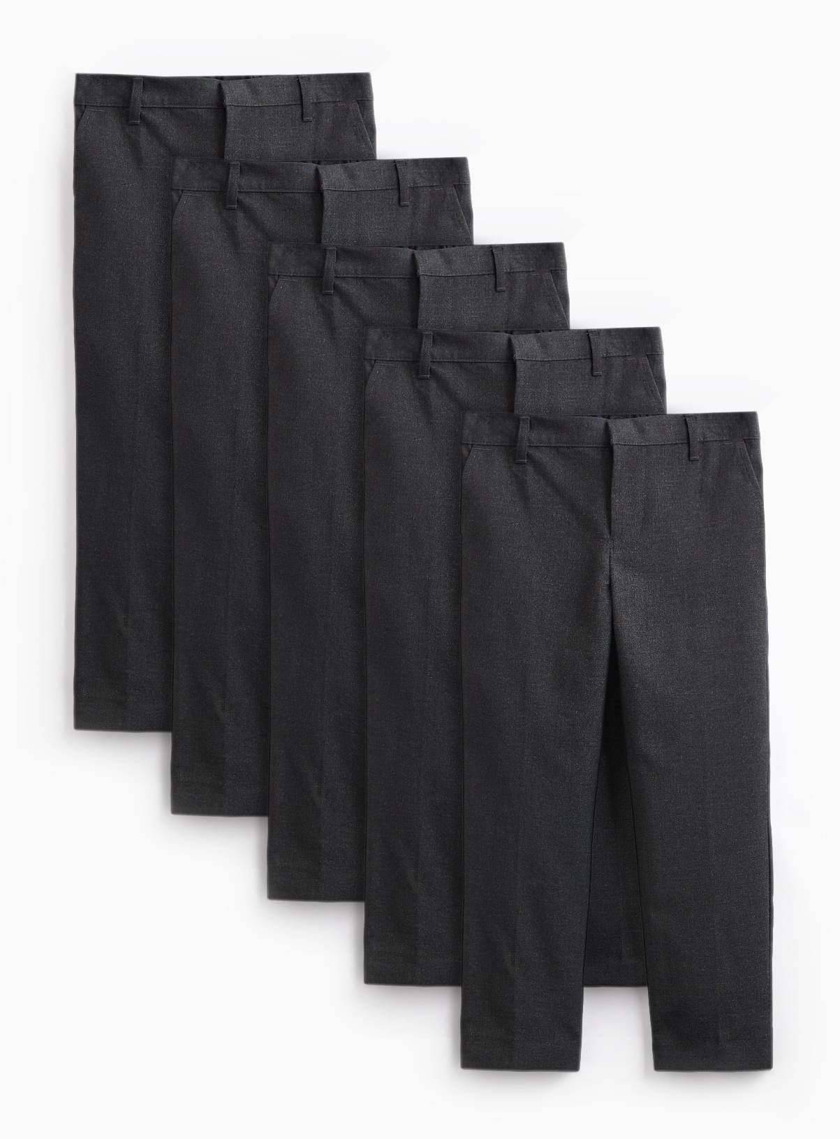 5 Pack Grey Woven Trousers with Reinforced Knees & Extendable Hem 11 years - Image 1