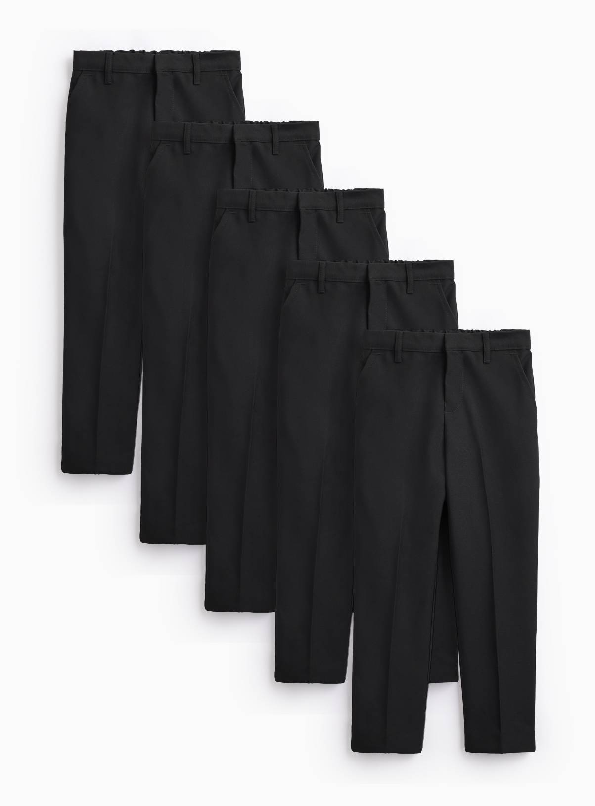 Black Woven Skinny Fit School Trousers 5 Pack 9 years - Image 1