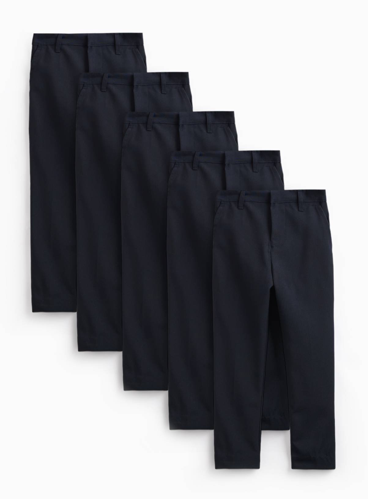 5 Pack Navy Slim Fit Fit Woven Trousers 15 years - Image 1