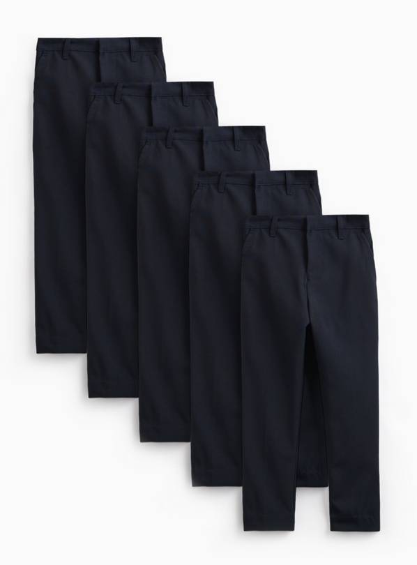 5 Pack Navy Skinny Fit Woven Trousers 15 years