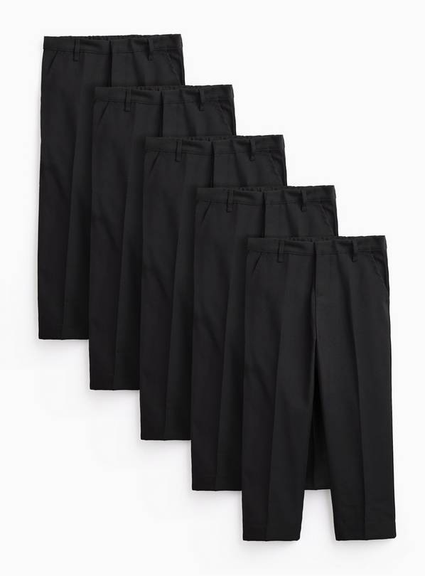 Black Generous Fit Woven Trousers 5 Pack 3 years