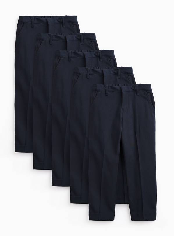 Navy Generous Fit Woven Trousers 5 Pack 5 years