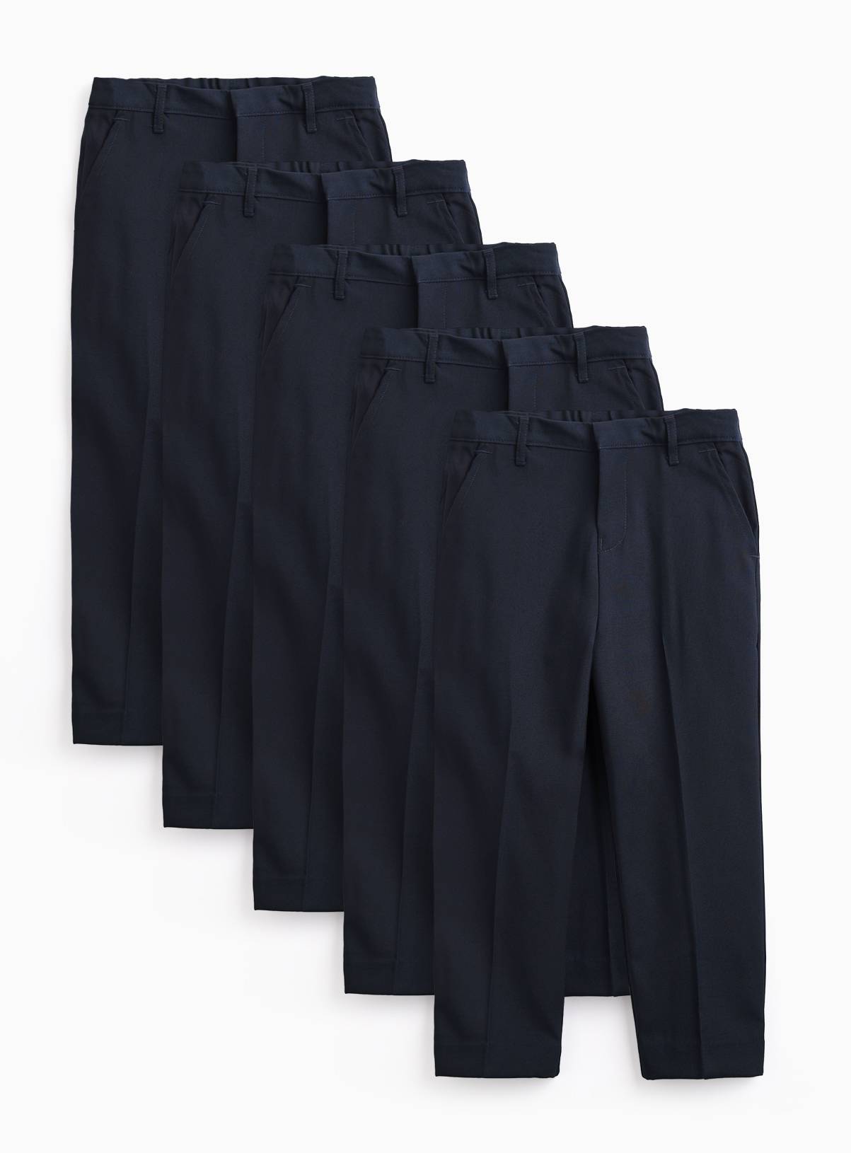 Navy Generous Fit Woven Trousers 5 Pack 13 years - Image 1