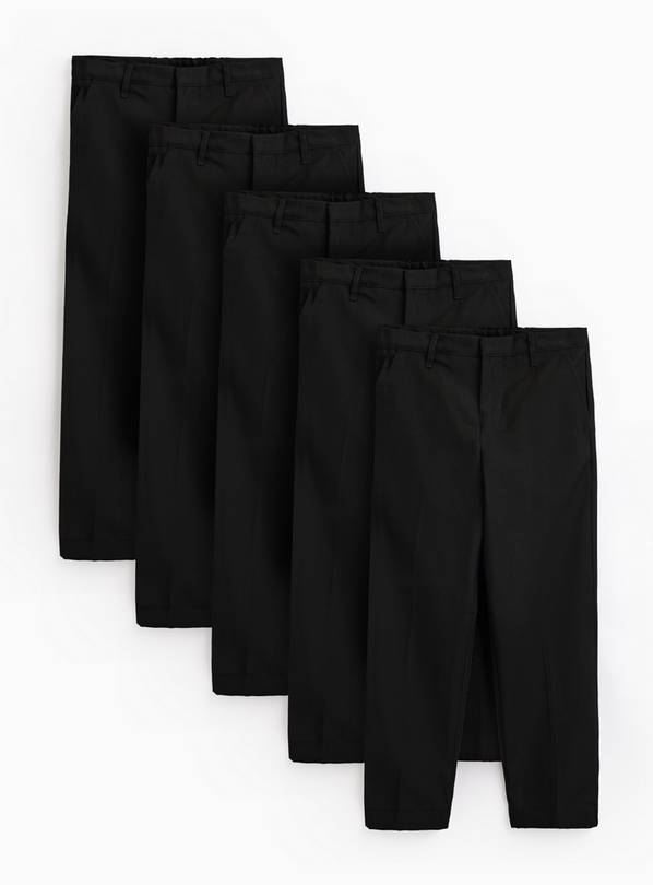 Black Longer Leg Woven Trousers 5 Pack 3 years