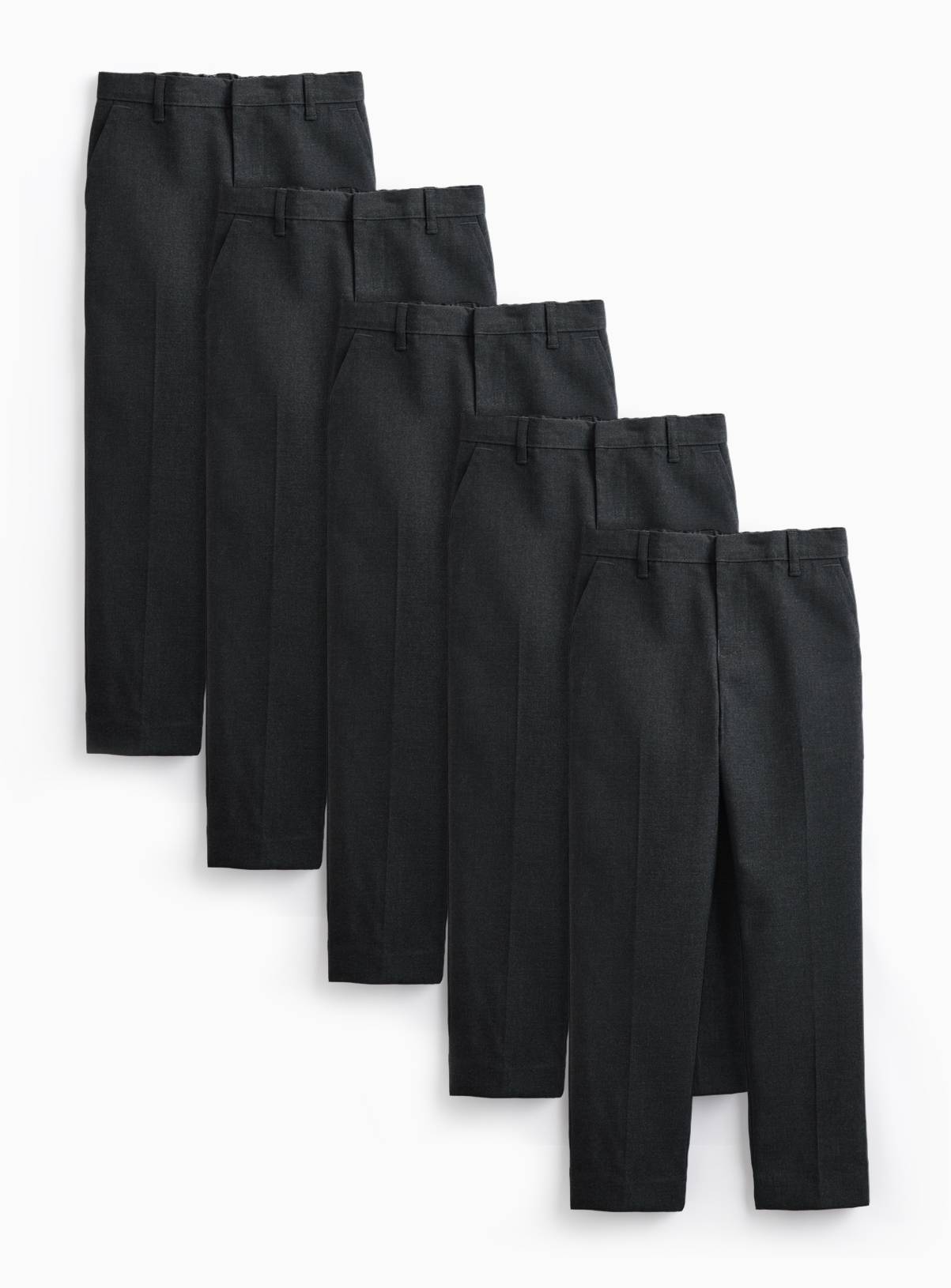 Grey Longer Leg Woven Trousers 5 Pack 9 years - Image 1