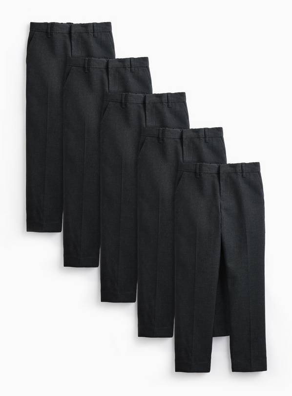 Grey Longer Leg Woven Trousers 5 Pack 13 years