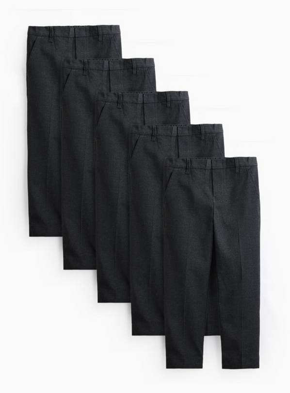 5 Pack Navy Woven Trousers with Reinforced Knees & Extendable Hem 12 years