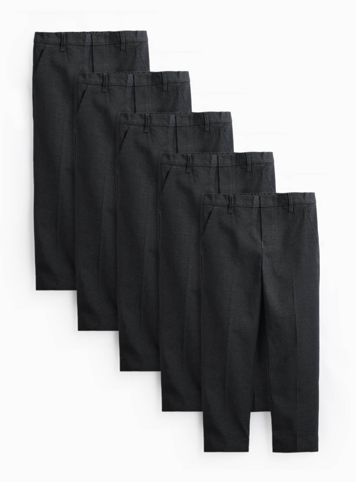 5 Pack Grey Woven Trousers with Reinforced Knees & Extendable Hem 8 years - Image 1