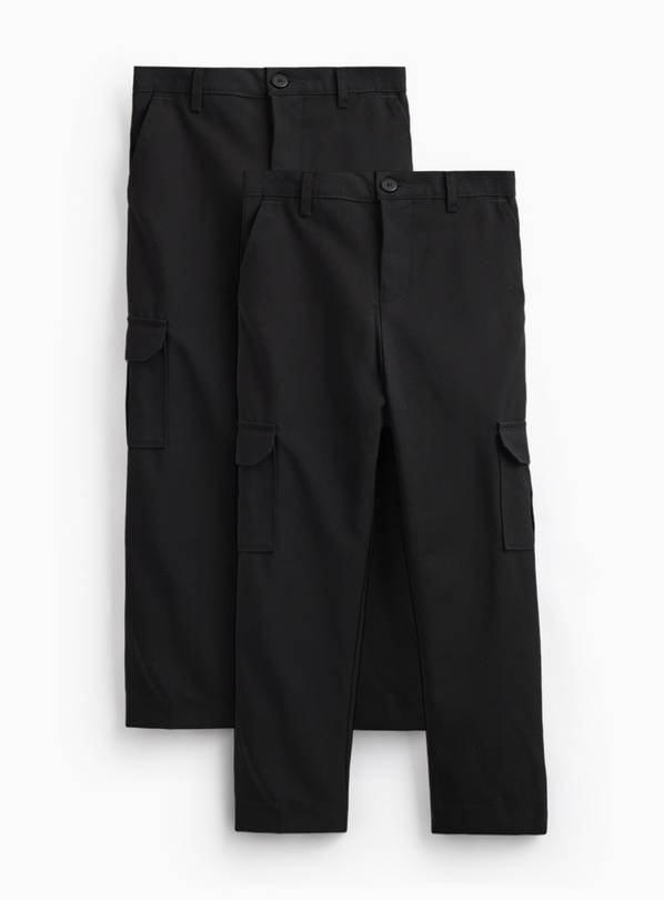 2 Pack Black Cargo Trousers 3 years