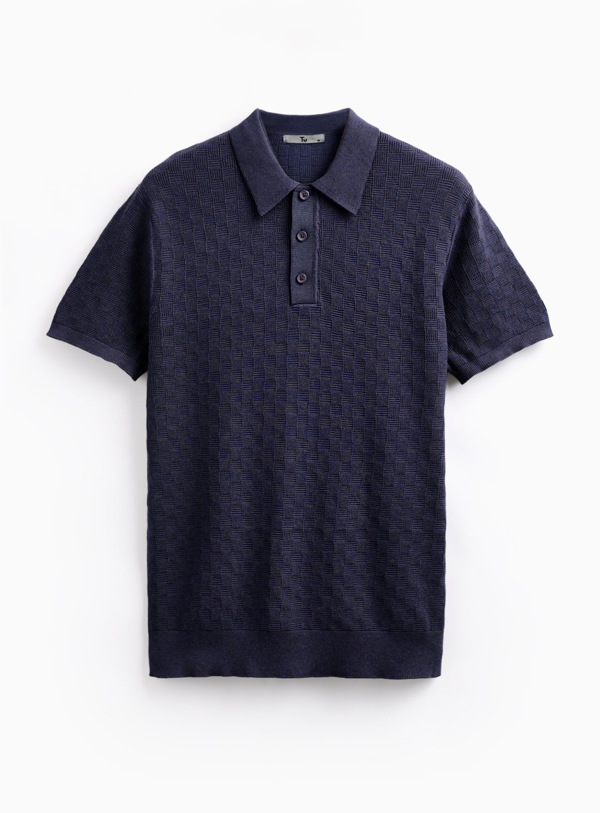 Navy Textured Box Stitch Polo XXXL - Image 3 thumbnail