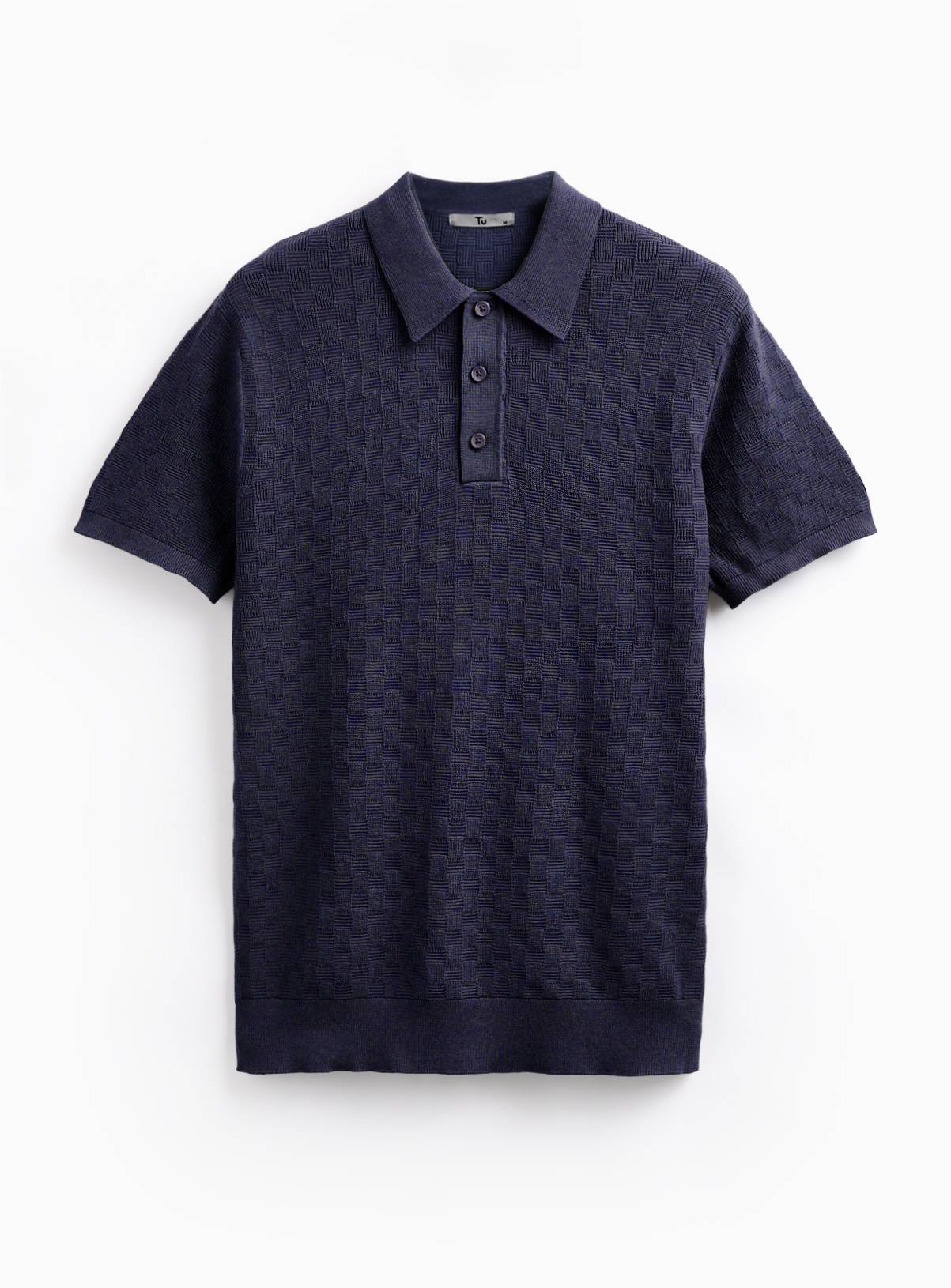 Navy Textured Box Stitch Polo XXXL - Image 3