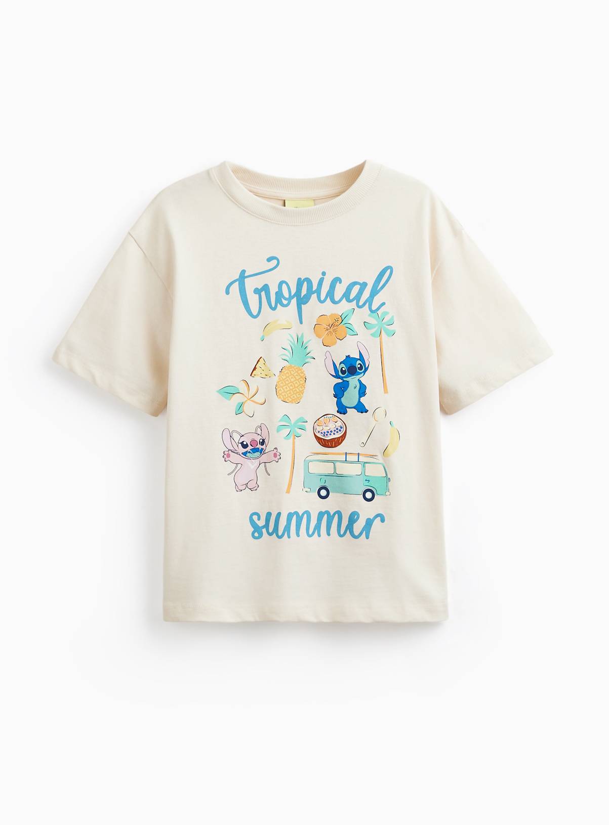 Cream Disney Stitch Tropical Character T-Shirt 13 years - Image 1