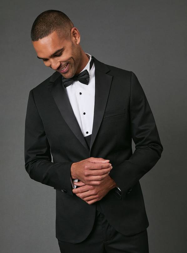 BURTON Black Slim Fit Tuxedo Suit Jacket 44R