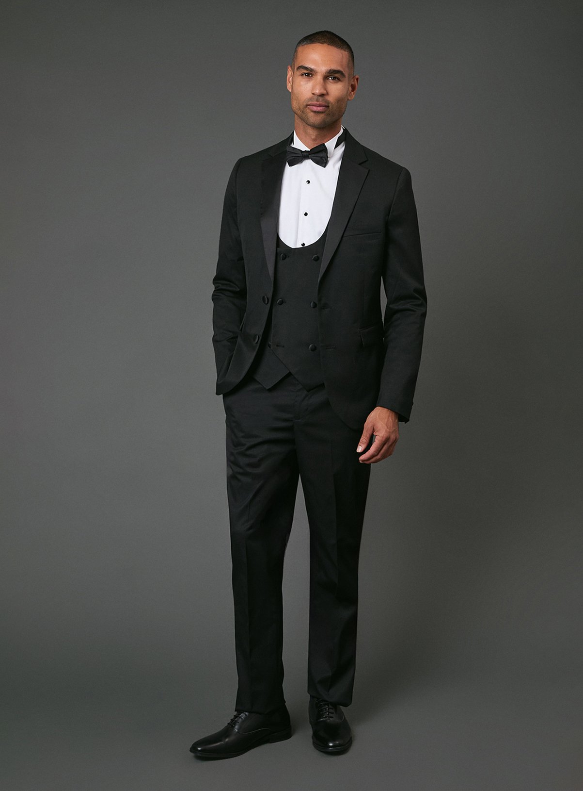 BURTON Black Slim Fit Tuxedo Suit Jacket 44R - Image 2 thumbnail
