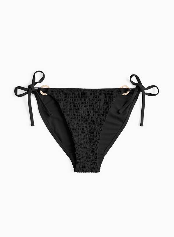 Black Faux Shirred Co-ord Bikini Bottoms 10