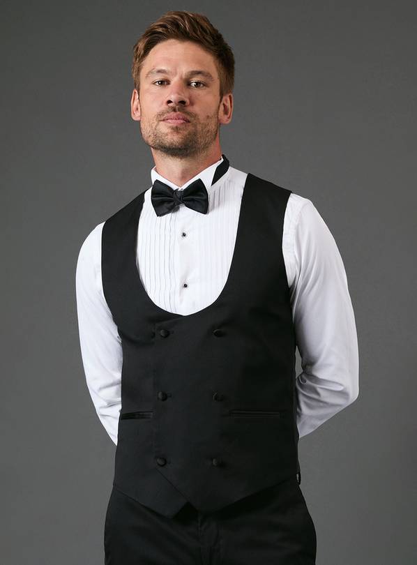 BURTON Black Slim Fit Tuxedo Suit Waistcoat S