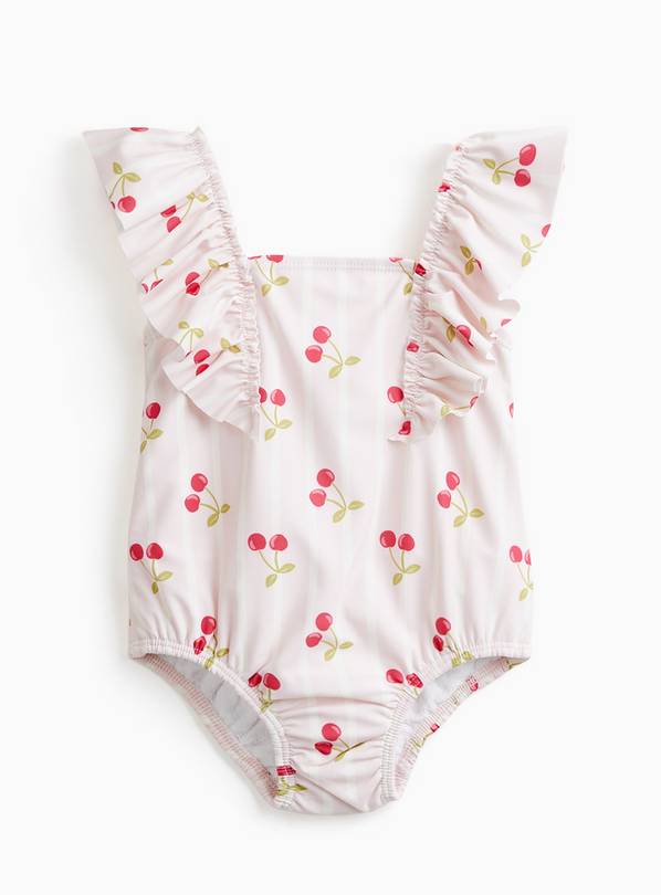  Cherry Stripe Swimsuit with Swim Nappy Up to 3 mths