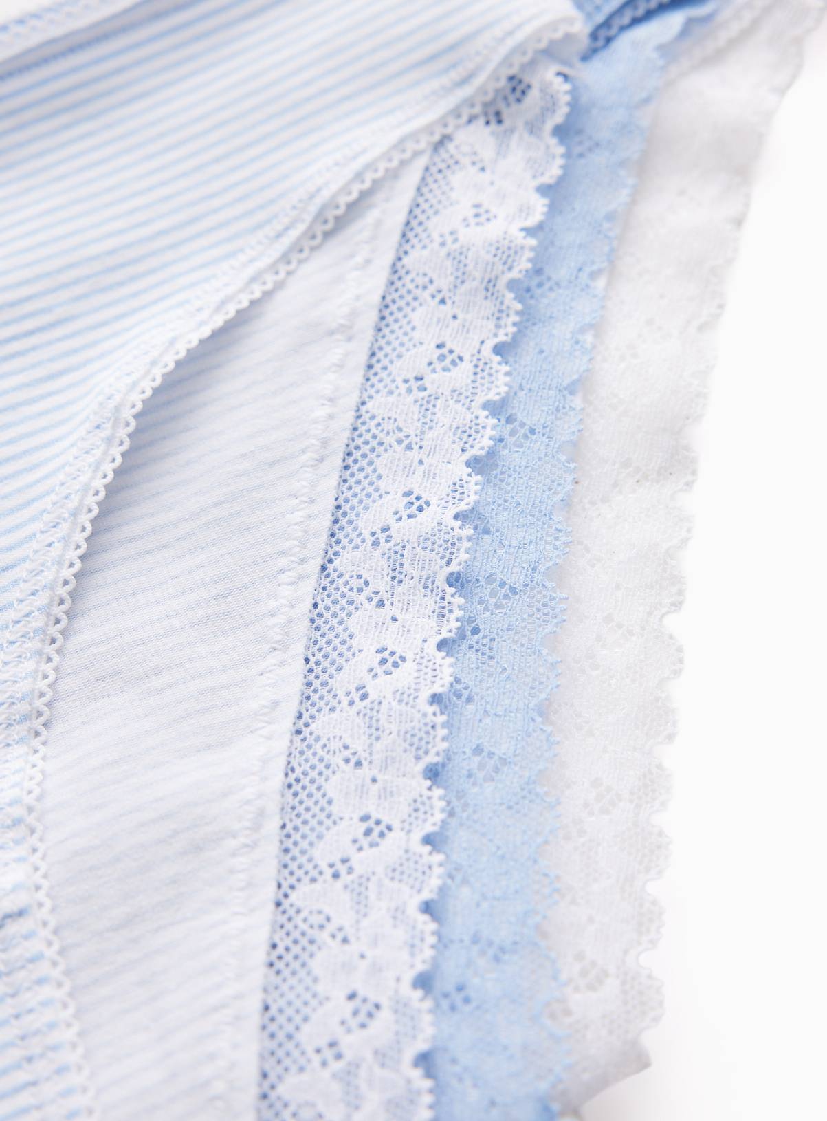 Blue Print Lace Detail Brazilian Knickers 5 Pack 10 - Image 3