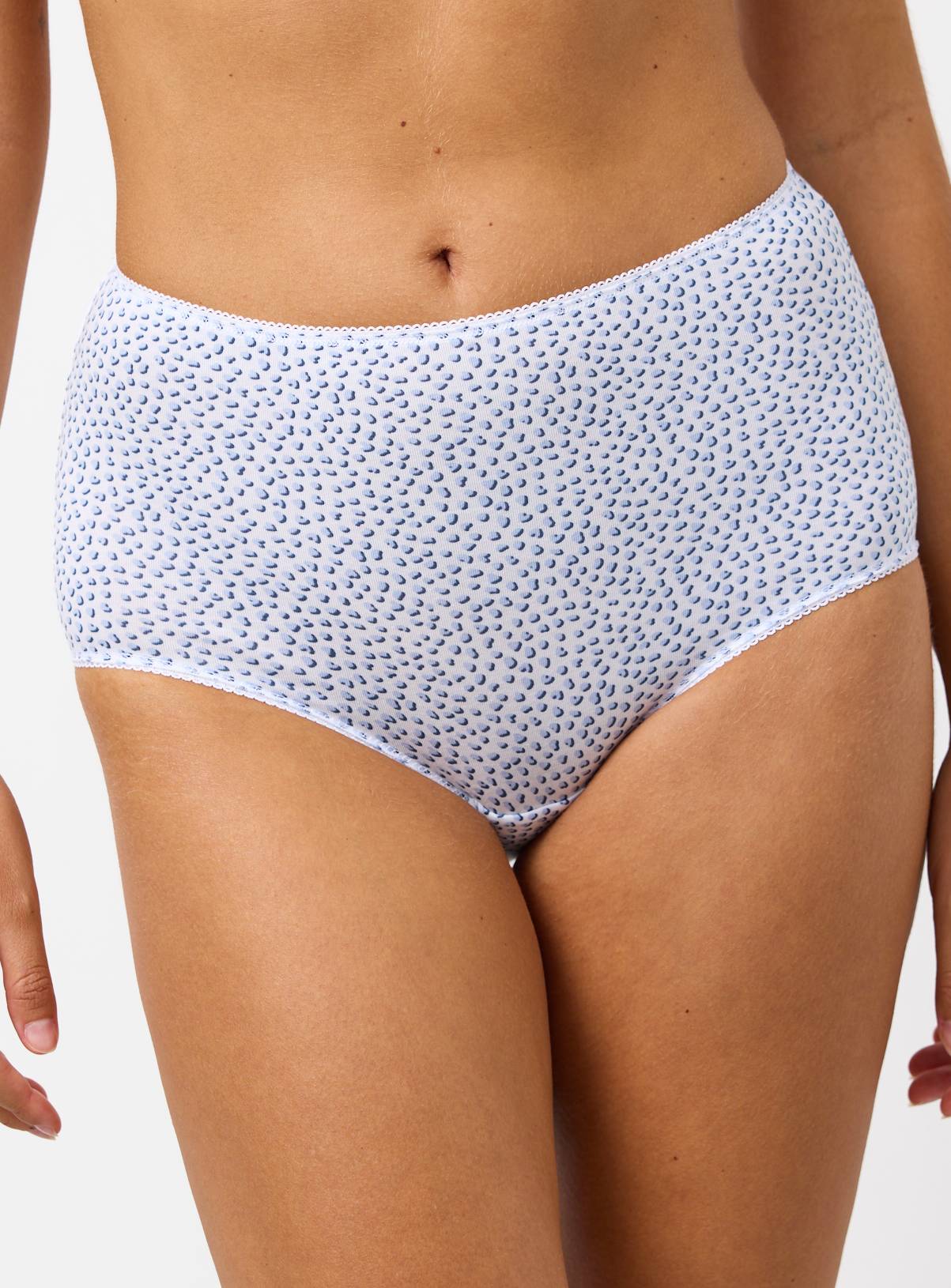 Pink & Blue Spot Stripe Print Full Knickers 5 Pack 20 - Image 2