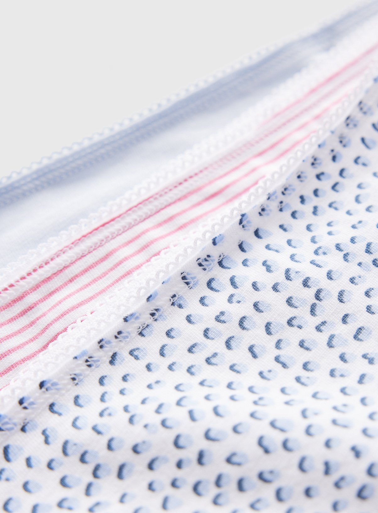 Pink & Blue Spot Stripe Print High Leg Knickers 5 Pack 12 - Image 3 thumbnail