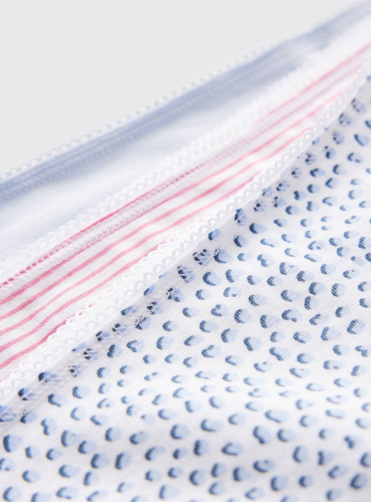 Pink & Blue Spot Stripe Print High Leg Knickers 5 Pack 12 - Image 3