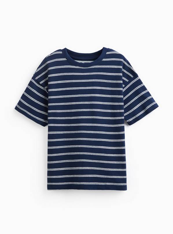 Navy Sun Bleached Textured Stripe Tee 10 years