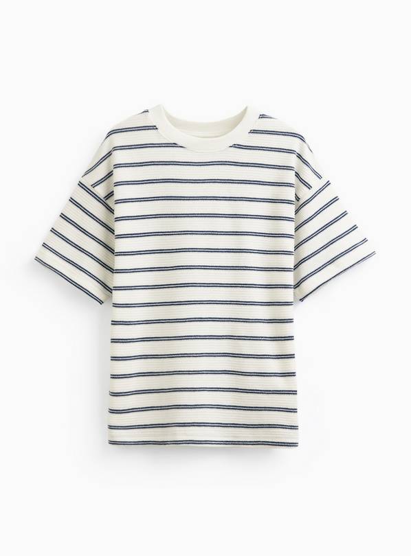 White Sun Bleached Textured Stripe Tee 7 years