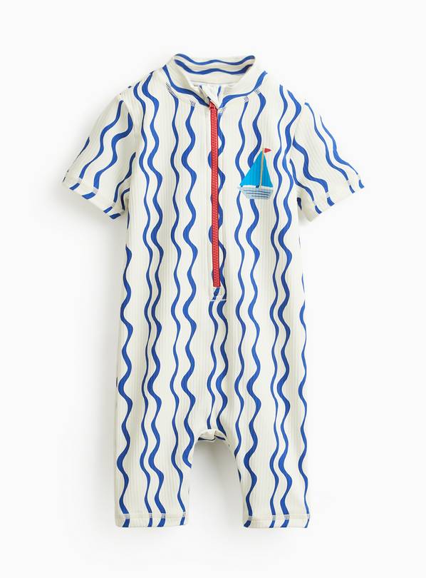 Blue Wavy Print Swim Suit 2-3 years