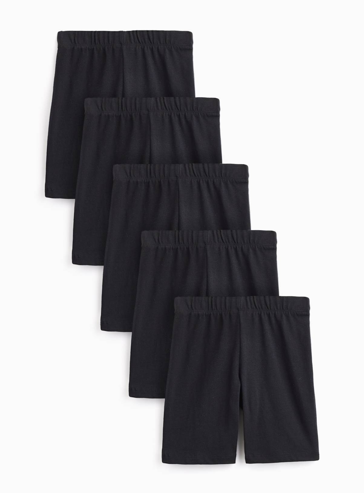 Black Cotton Elastane Cycle Shorts 5 Pack 13 years - Image 1