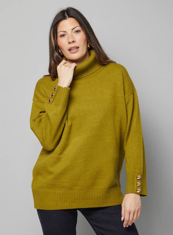 WALLIS Roll Neck Button Cuff Jumper M
